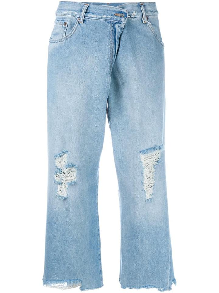 Mm6 Maison Margiela Distressed Cropped Jeans - Blue