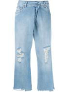 Mm6 Maison Margiela Distressed Cropped Jeans - Blue