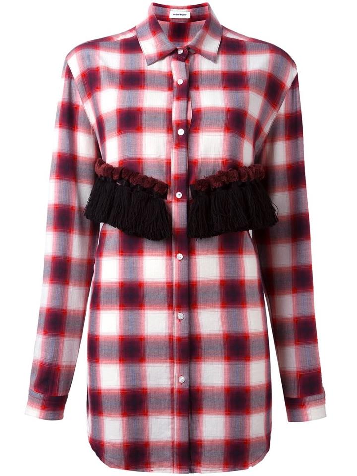 Au Jour Le Jour Checked Tassel Detail Shirt, Women's, Size: 42, Red, Cotton/polyester/viscose/wool