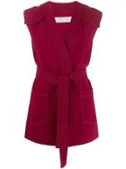 Victoria Victoria Beckham Sleeveless Belted Cardigan - Red