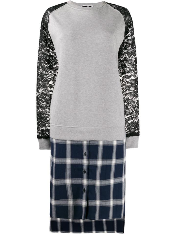 Mcq Alexander Mcqueen Relaxed-fit Lace-sleeves Sweatshirt - Grey