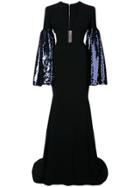 Alex Perry V-neck Maxi Flared Dress - Black