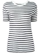 T By Alexander Wang Striped T-shirt, Women's, Size: Medium, White, Rayon/linen/flax