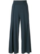 Labo Art Single Flat Pleat Wide Leg Trousers - Grey