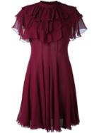 Giambattista Valli Ruffled Dress, Women's, Size: 42, Red, Silk