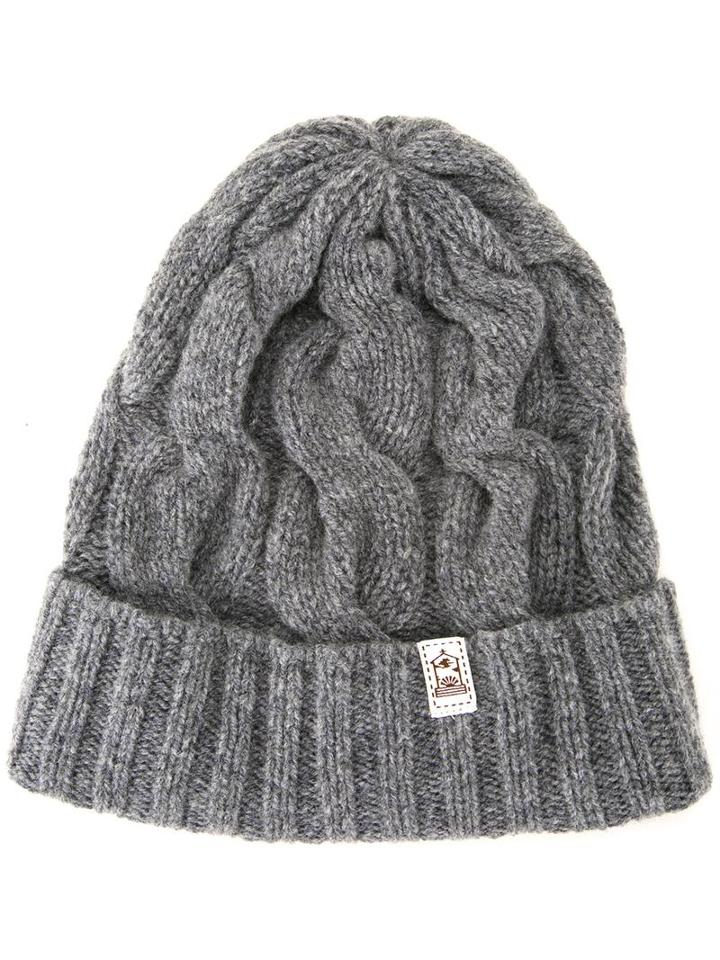 Inverallan Cable Knit Beanie Hat, Women's, Grey, Wool