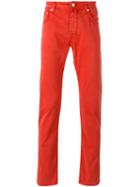 Jacob Cohen Straight Trousers, Men's, Size: 36, Pink/purple, Cotton/spandex/elastane