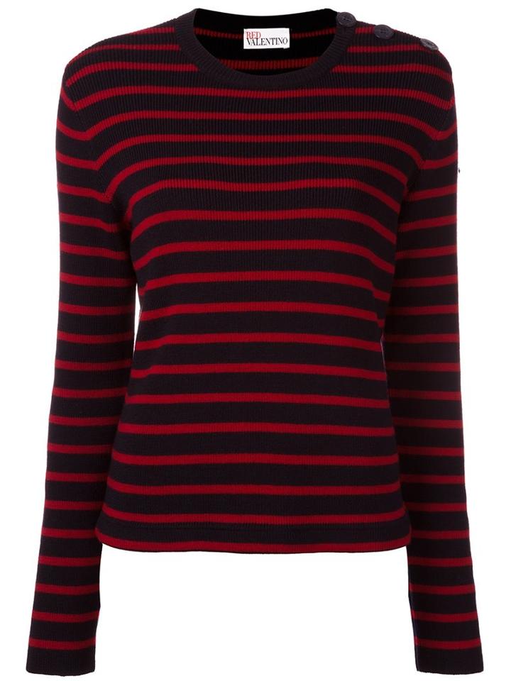 Red Valentino Striped Sweater, Women's, Size: Xs, Blue, Virgin Wool