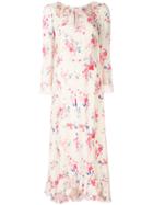 Vilshenko Floral Print Frill Hem Dress - Nude & Neutrals