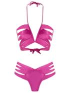Amir Slama Strappy Swimsuit, Women's, Size: P, Pink/purple, Elastodiene