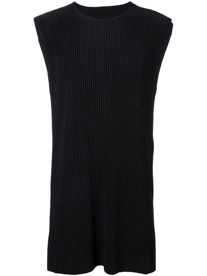 Homme Plissé Issey Miyake Pleated Long Tank Top, Men's, Size: 2, Black, Polyester