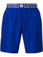 Versace Greek Key Medusa Swim Shorts, Men's, Size: 5, Blue, Polyester