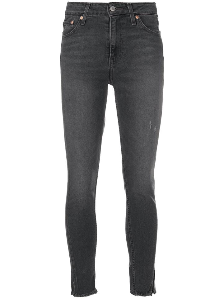 Levi's Cropped Jeans With Frayed Hem - Grey