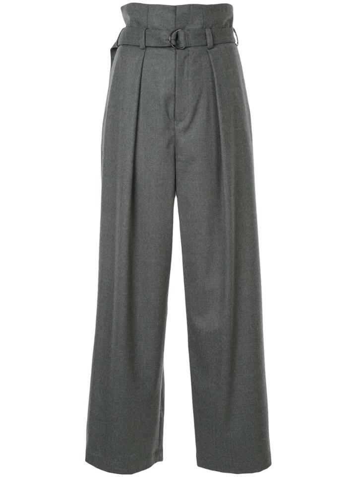En Route Belted Palazzo Trousers - Grey