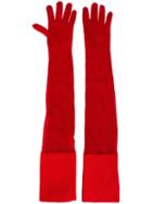 Mm6 Maison Margiela Long Gloves, Women's, Size: Small, Red, Polyamide/viscose