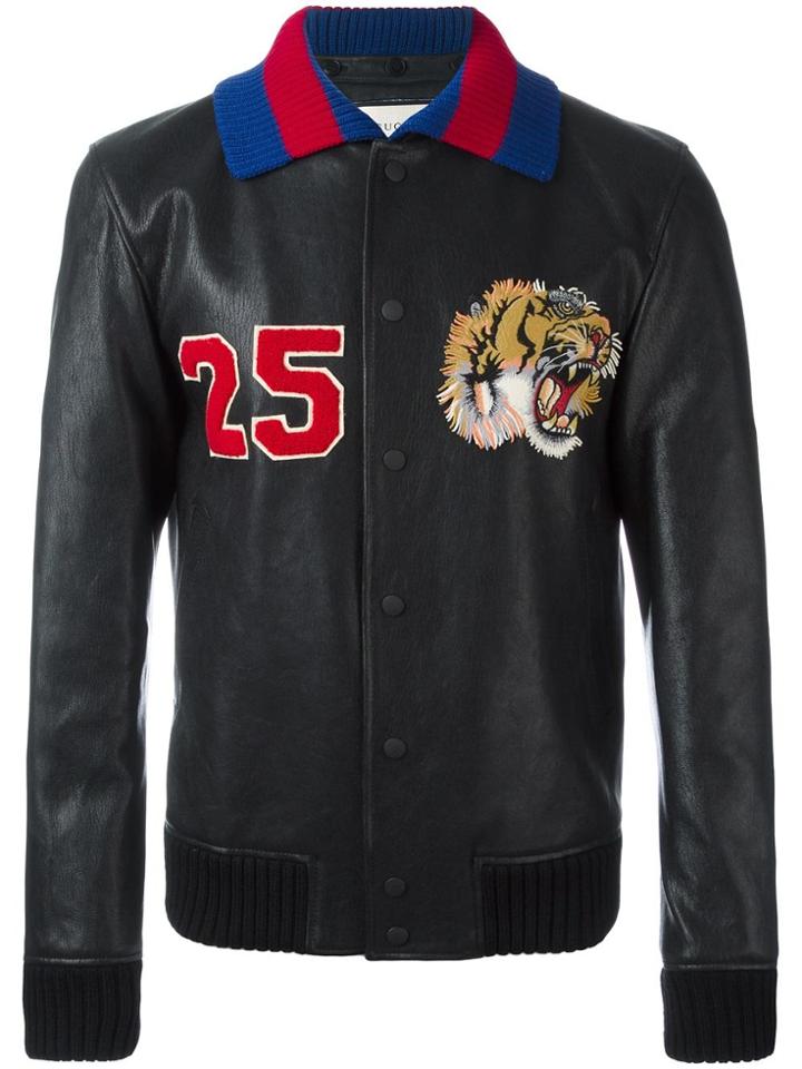Gucci Tiger Embroidered Bomber Jacket - Black