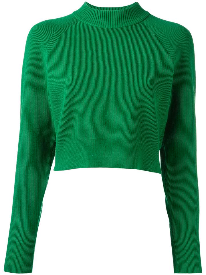 Dkny Funnel-neck Sweater, Women's, Size: Large, Green, Polyester/viscose