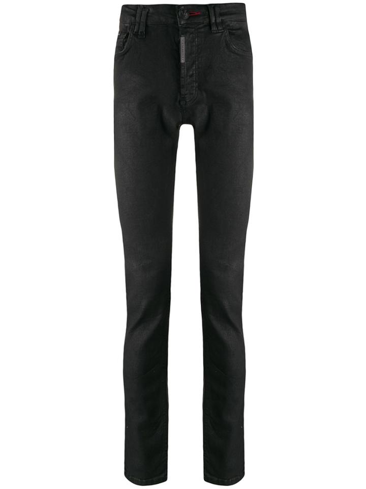 Philipp Plein Logo Patch Slim Fit Jeans - Black