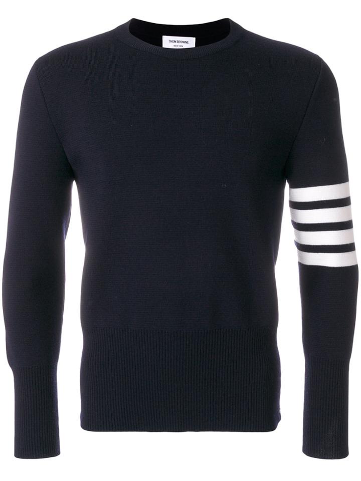 Thom Browne 4-bar Stripe Milano Stitch Merino Pullover - Blue