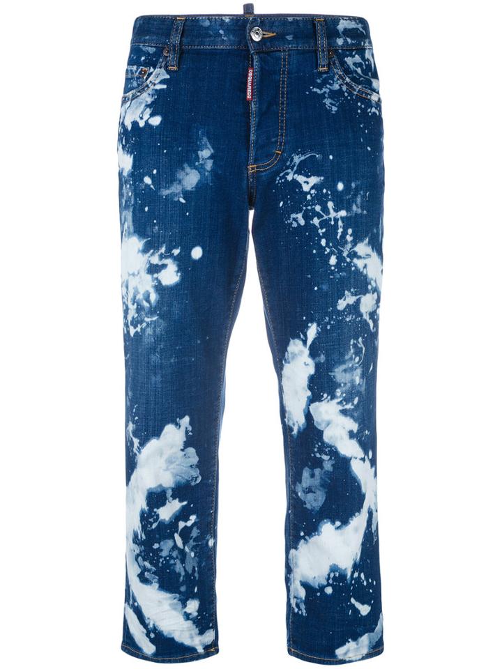 Dsquared2 Bleached Straight Jeans, Women's, Size: 42, Blue, Cotton/spandex/elastane/polyester/calf Leather