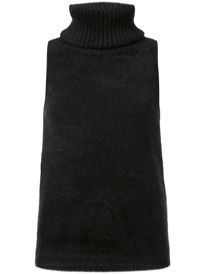 Simon Miller Sleeveless Polo Neck Top - Black