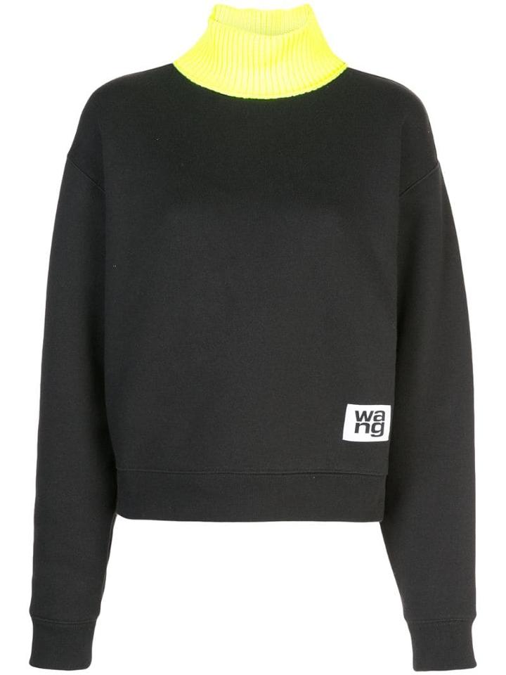 T By Alexander Wang Logo Contrast Sweater - Black