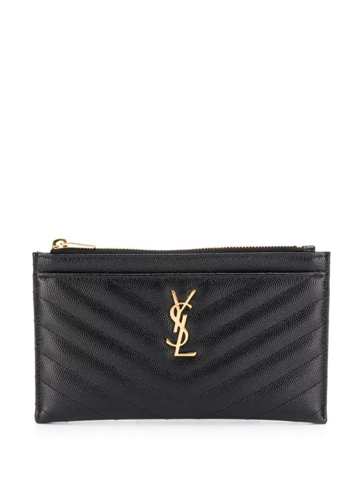 Saint Laurent Quilted Monogram Pouch - Black