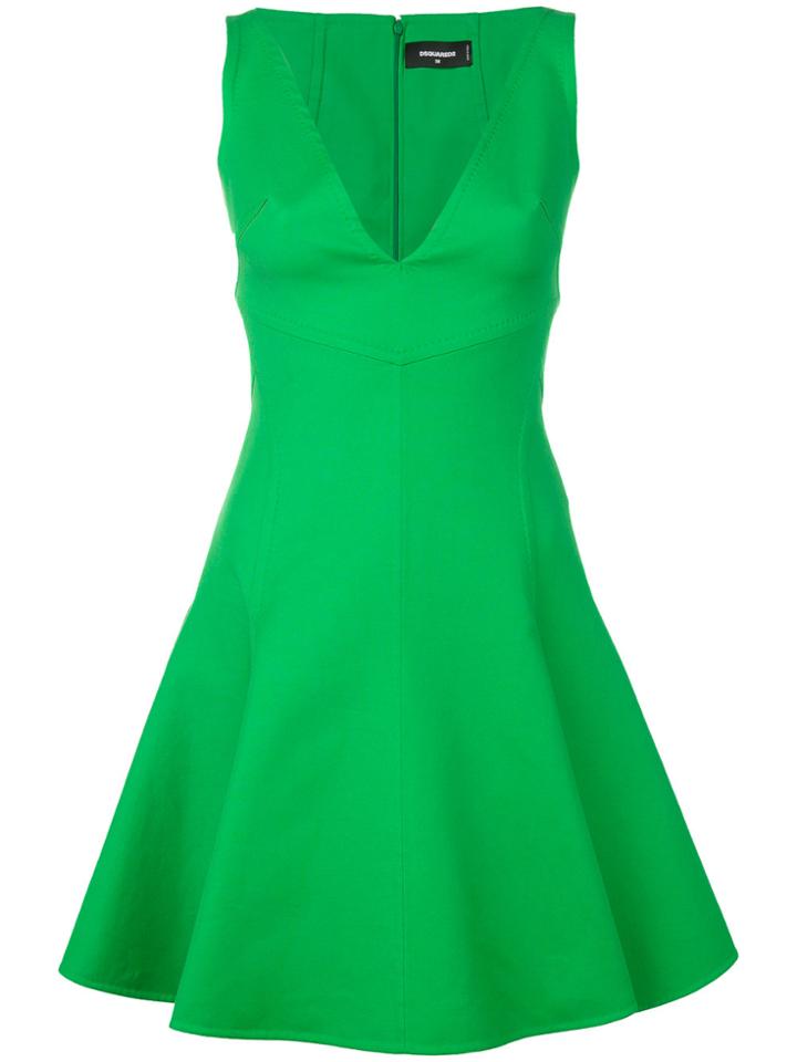 Dsquared2 Deep-v Flared Dress - Green