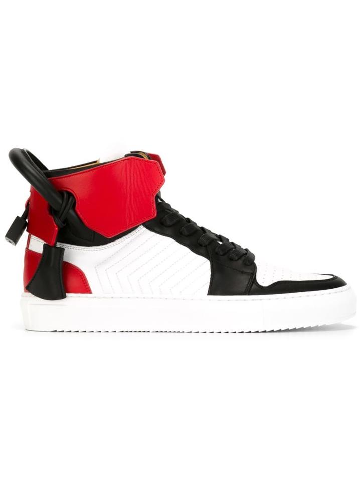 Buscemi Panelled Hi-top Sneakers, Men's, Size: 9, Black, Calf Leather/rubber
