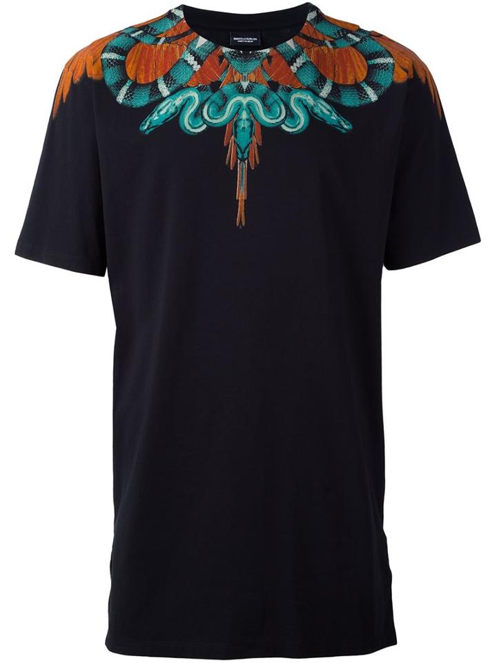 Marcelo Burlon County Of Milan Snake Print T-shirt, Men's, Size: Medium, Black, Cotton/polyester