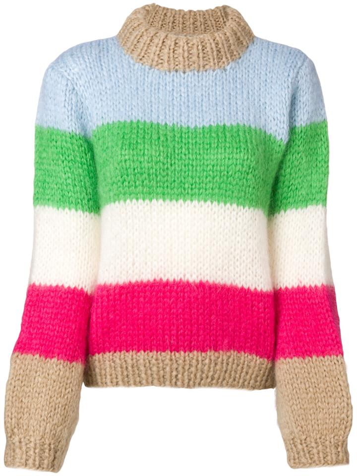 Ganni Blocked Stripe Jumper - Nude & Neutrals