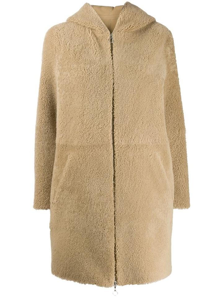 Sprung Frères Powell Hooded Shearling Coat - Neutrals