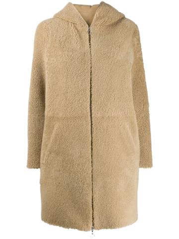 Sprung Frères Powell Hooded Shearling Coat - Neutrals