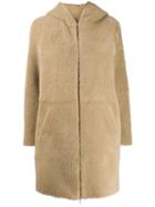 Sprung Frères Powell Hooded Shearling Coat - Neutrals