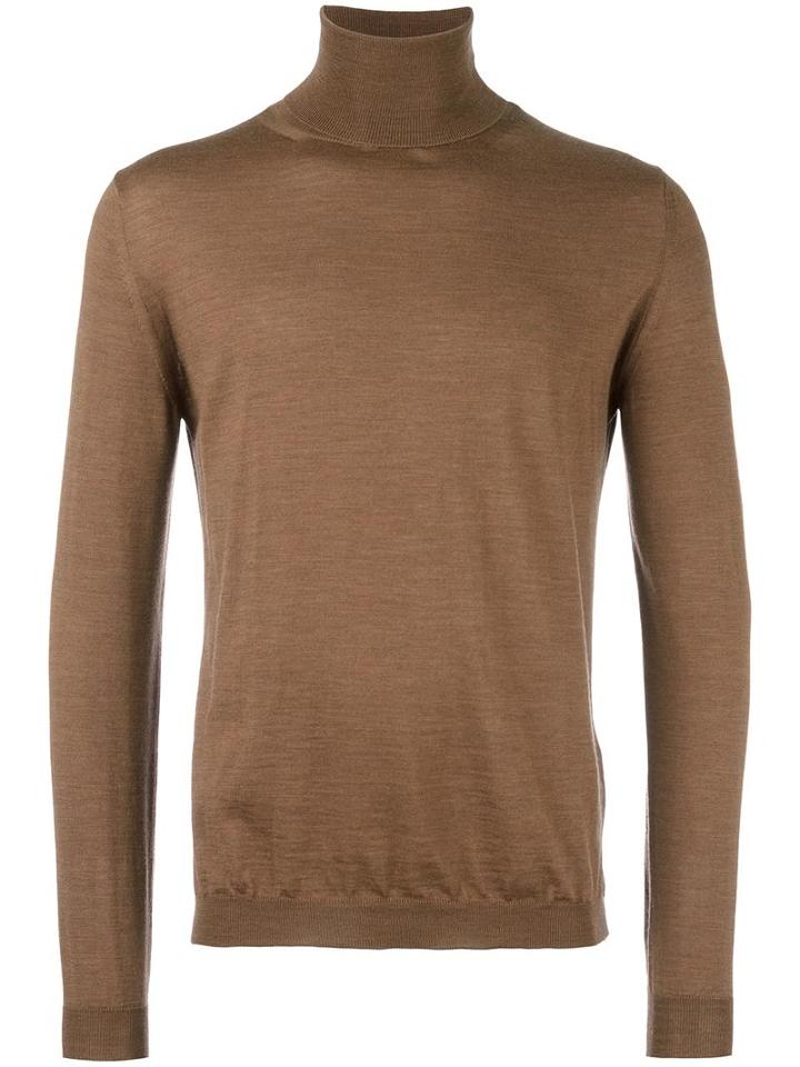 Boglioli Roll Neck Sweater, Men's, Size: Large, Brown, Virgin Wool