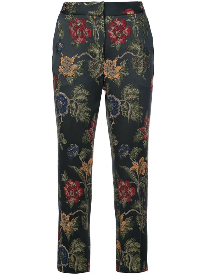 Rosetta Getty Floral Embroidered Tailored Trousers - Black