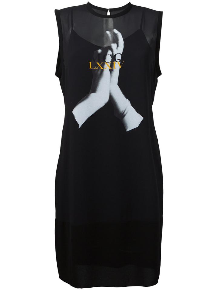 Mcq Alexander Mcqueen Mesh Overlay Sleeveless Dress, Women's, Size: 40, Black, Polyester