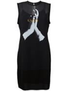 Mcq Alexander Mcqueen Mesh Overlay Sleeveless Dress, Women's, Size: 40, Black, Polyester