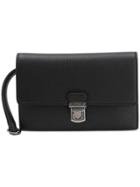 Salvatore Ferragamo Foldover Top Clutch Bag - Black