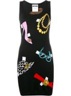 Moschino Intarsia Knitted Mini Dress, Women's, Size: 40, Black, Cotton
