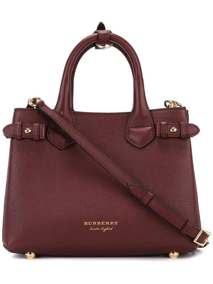 Burberry Banner Shoulder Bag, Women's, Red, Calf Leather/cotton