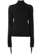 P.a.r.o.s.h. Roll Neck Fringed Sweater, Women's, Size: Large, Black, Cashmere/wool