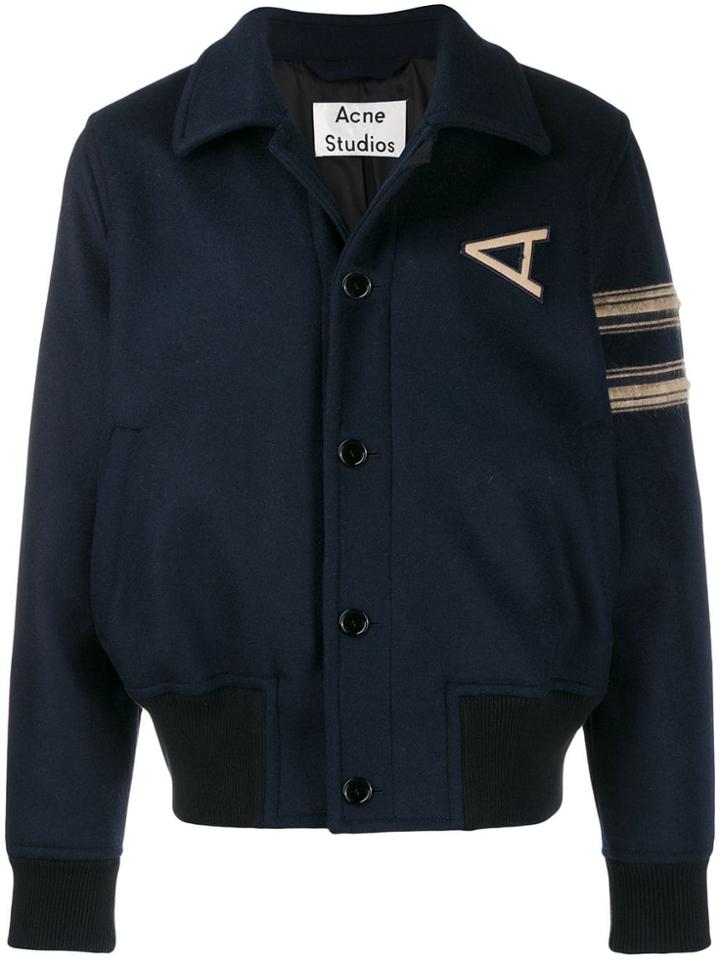 Acne Studios Military Style Bomber Jacket - Blue