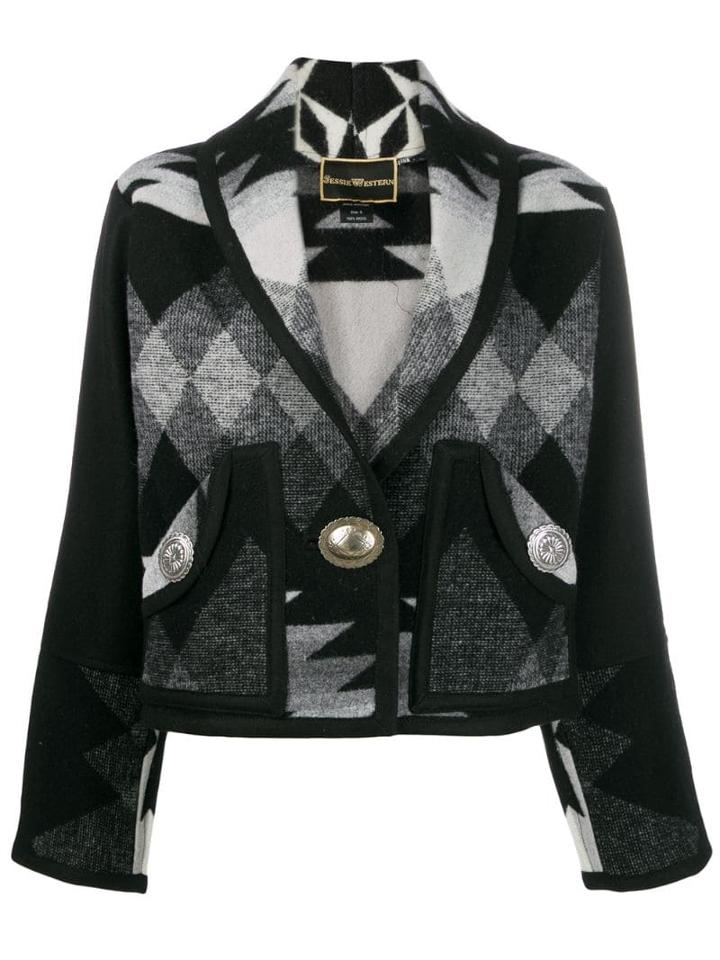 Jessie Western Blanket Cropped Jacket - Black