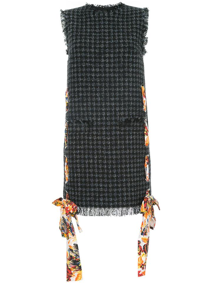Msgm Tweed Shift Dress - Black