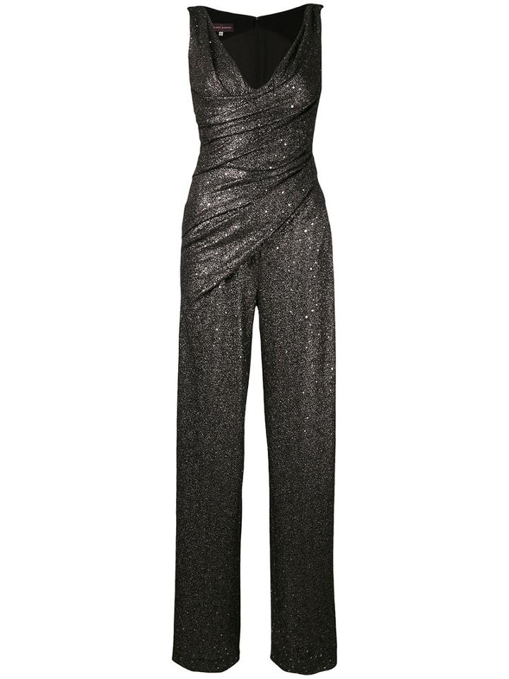 Metallic Wrap Jumpsuit - Women - Polyester/spandex/elastane/cupro - 40, Black, Polyester/spandex/elastane/cupro, Talbot Runhof
