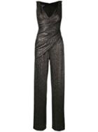 Metallic Wrap Jumpsuit - Women - Polyester/spandex/elastane/cupro - 40, Black, Polyester/spandex/elastane/cupro, Talbot Runhof