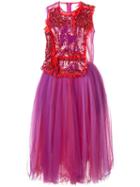Comme Des Garçons Sequinned Tulle Midi Dress - Red