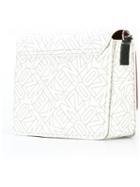 Kenzo Logo Cut-out Shoulder Bag, Women's, White, Polyurethane/cotton/polyamide/leather