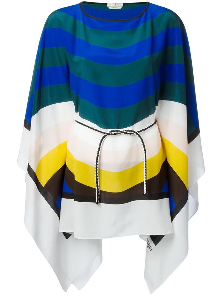 Fendi Waves Kaftan, Women's, Blue, Silk